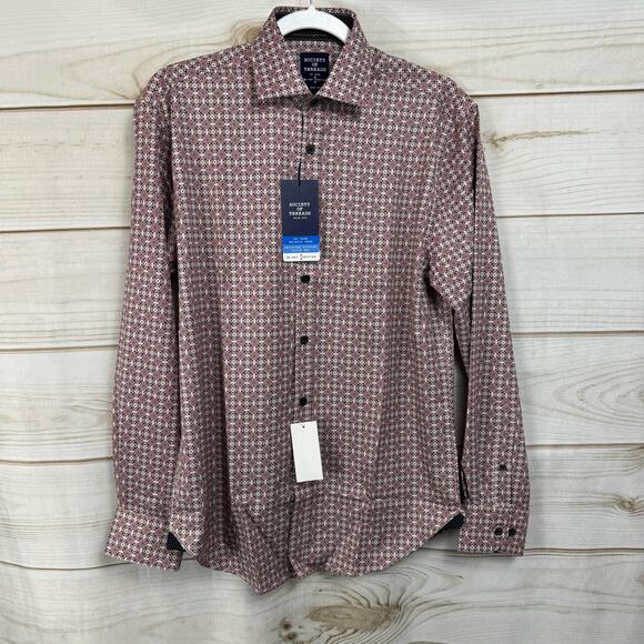 Society of Threads Burgundy Long Sleeve Button Up Size Small - Picture 1 of 11